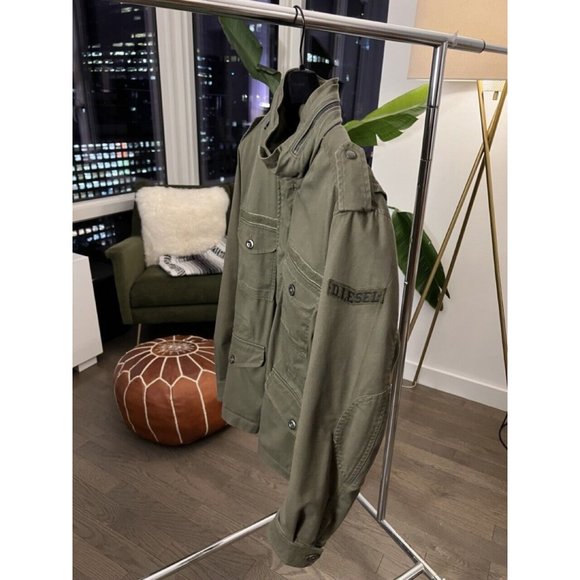 DIESEL MENS J-CHIKA MILITARY JACKET COAT OLIVE GREEN SIZE MEDIUM - Picture 7 of 12